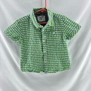 Sovreign Code Boys 3T Collared Button Down Striped Top Shirt Green Gray Blue